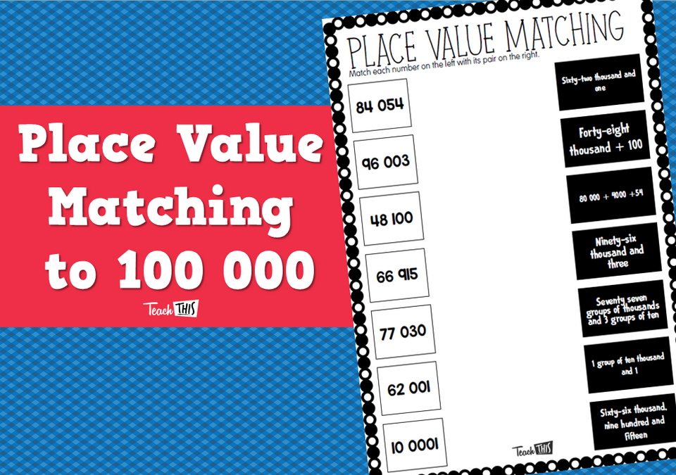 Place Value Matching to 100 000