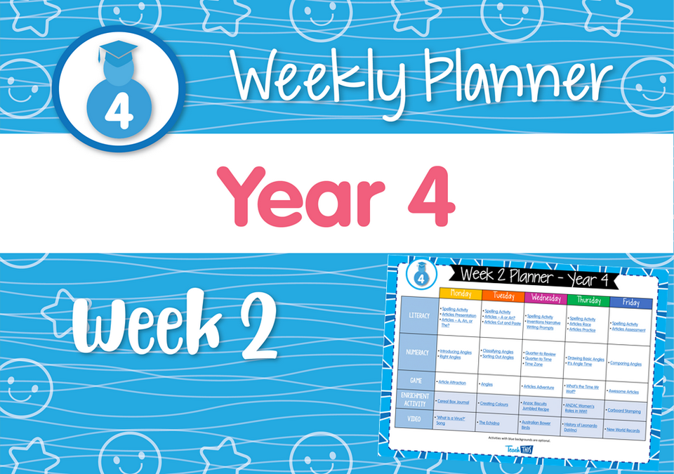 Weekly Planner - Year 4 Week 2