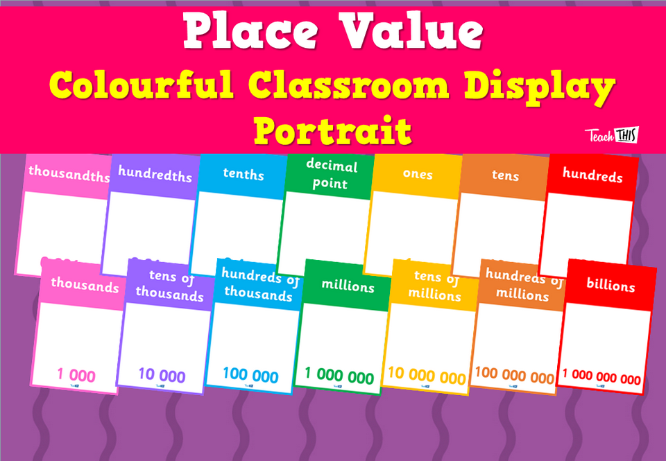 Place Value - Colourful Classroom Display Portrait