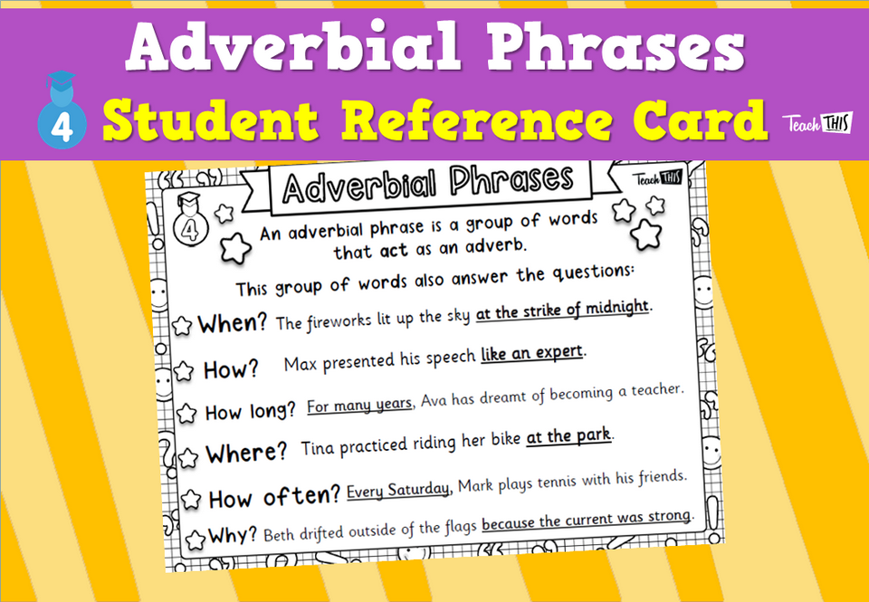 Adverbial Phrases - Student Reference Card