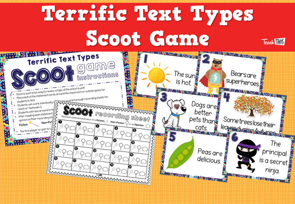 Terrific Text Types Scoot Game
