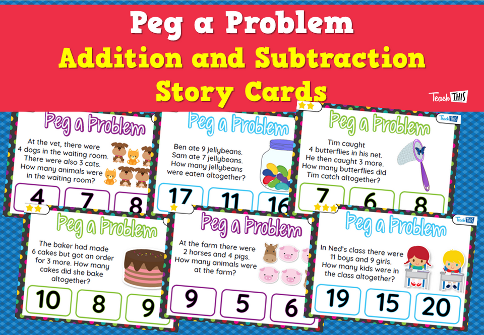 Peg a Problem – Addition and Subtraction Story Cards