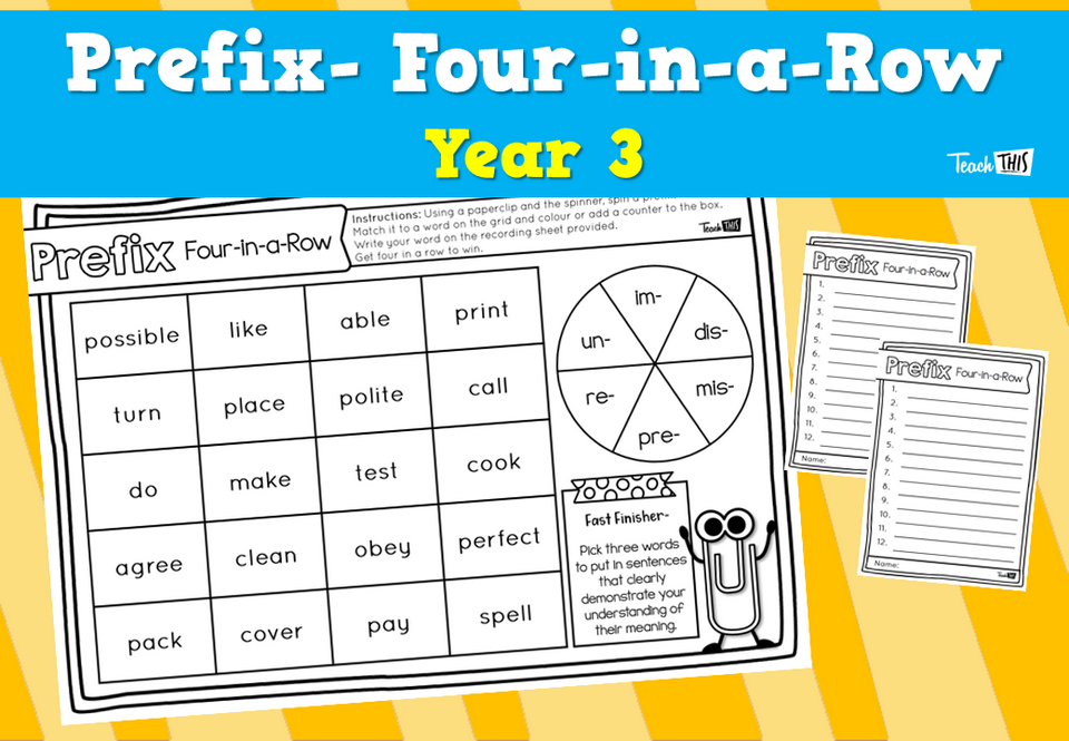 Prefix- Four-in-a-Row- Year 3
