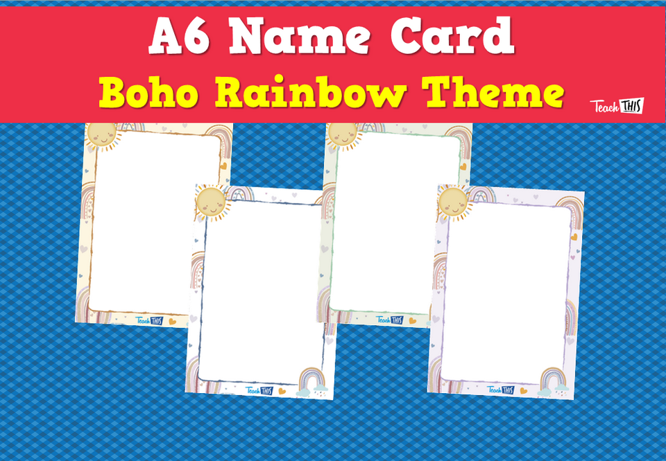 A6 Name Card - Boho Rainbow Theme