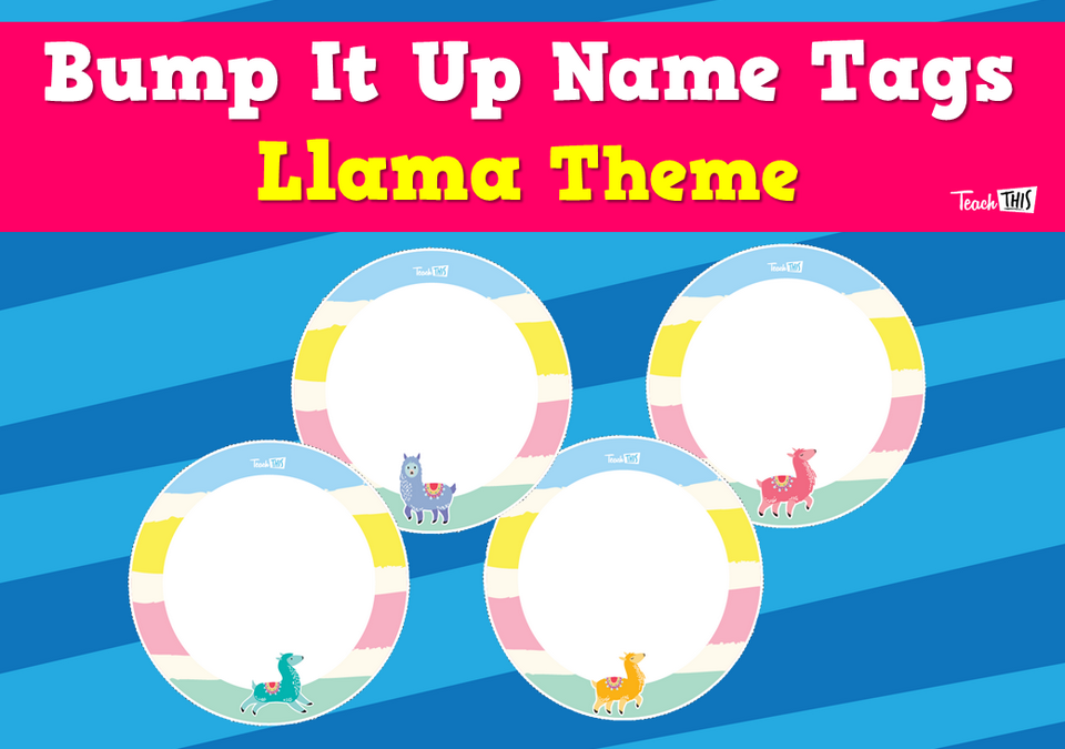 Bump It Up Name Tags - Llama Theme