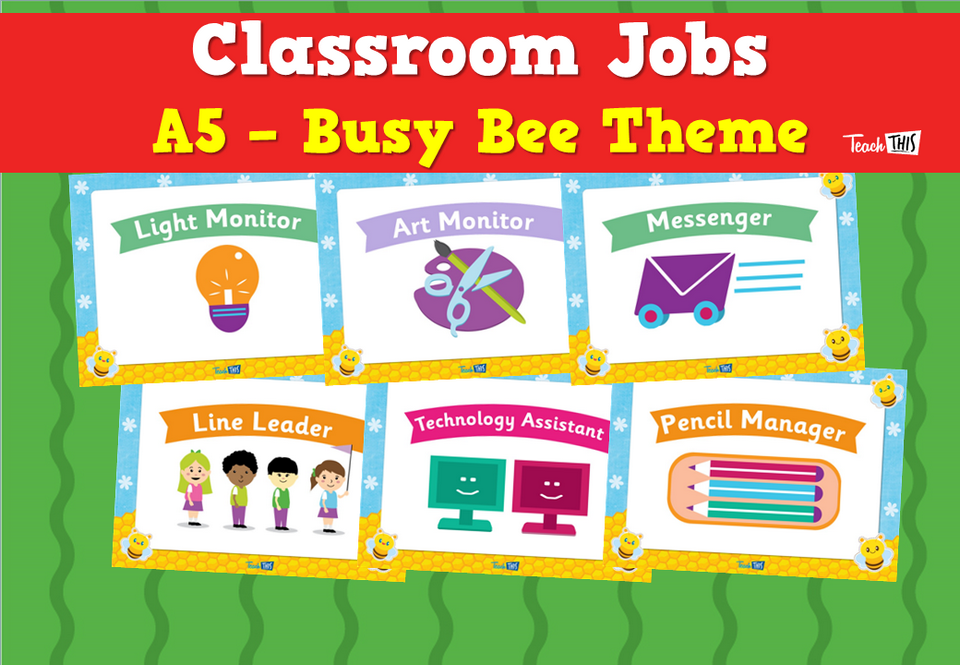 Classroom Jobs A5 - Busy Bee Theme