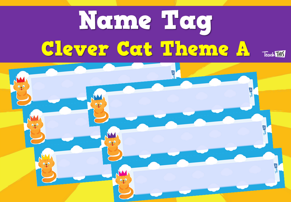 Name Tag - Clever Cat Theme A