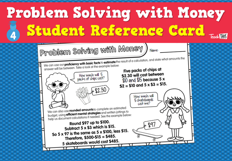 Problem Solving with Money - Student Reference Card