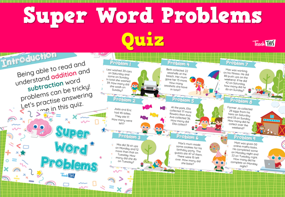 Super Word Problems Quiz