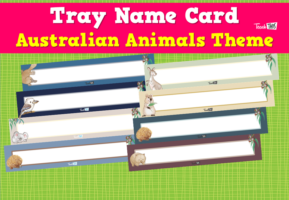 Tray Name Card - Australian Animals Theme