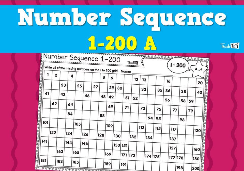 Number Sequence 1-200 A