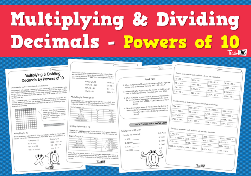Multiplying & Dividing Decimals - Powers of 10