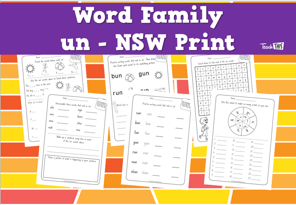 Word Family - un - NSW Print