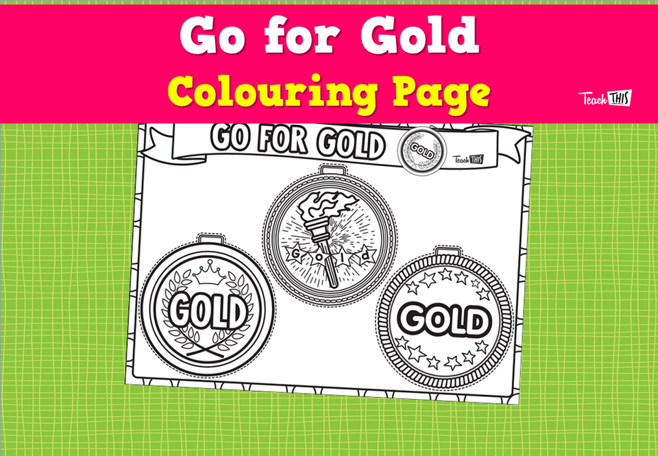 Go for Gold Colouring Page