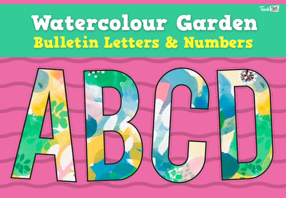 Watercolour Garden – Bulletin Letters & Numbers