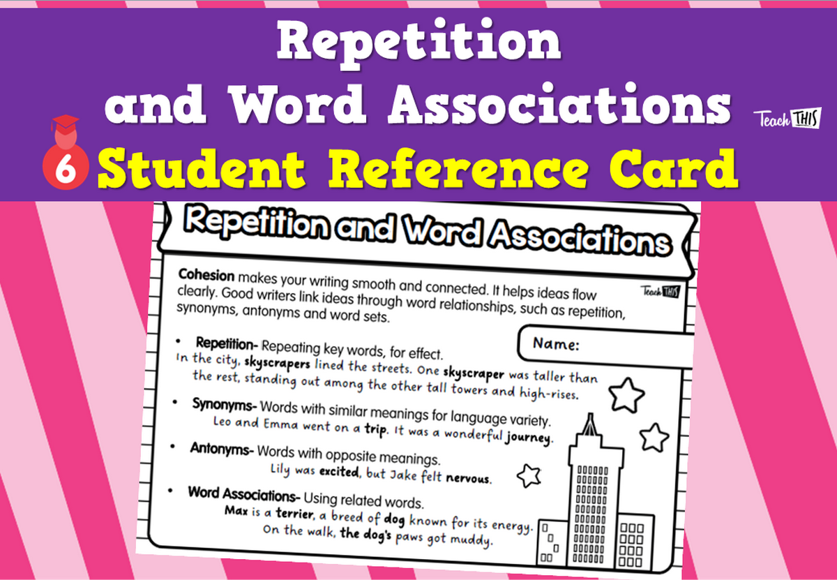 Repetition and Word Associations - Student Reference Card