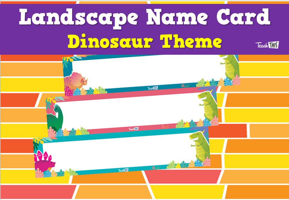 Landscape Name Card - Dinosaur Theme