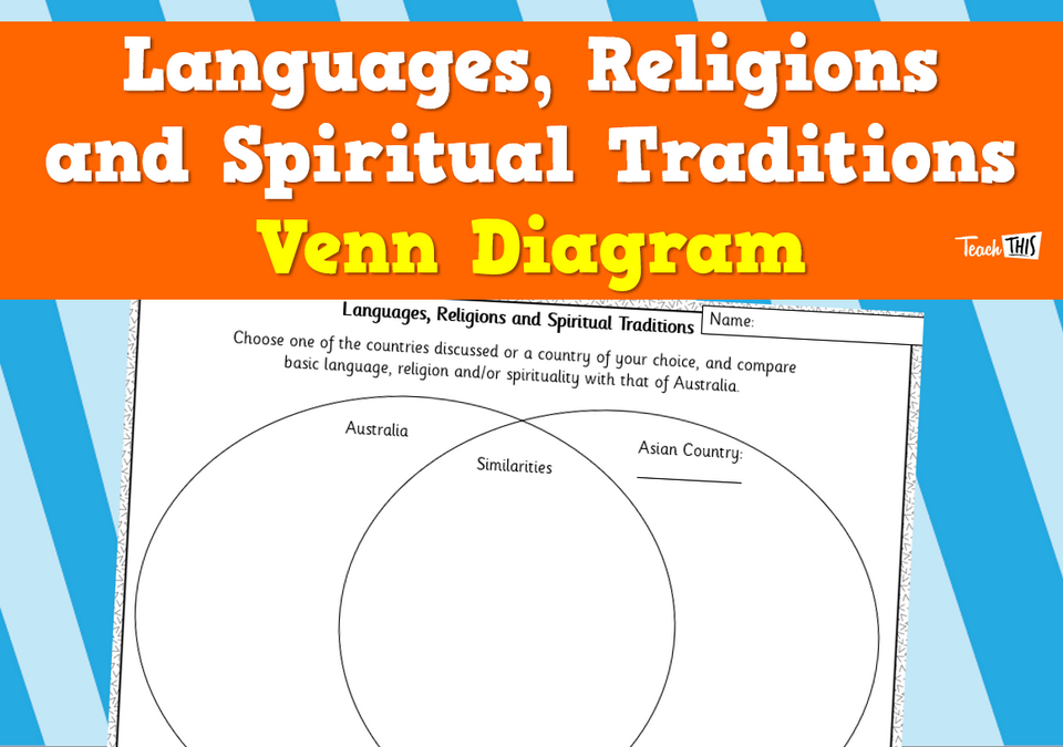 Languages, Religions and Spiritual Traditions: Australia and Asia - Venn Diagram