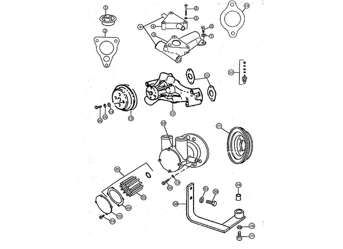 WATER PUMP AND RELATED PARTS