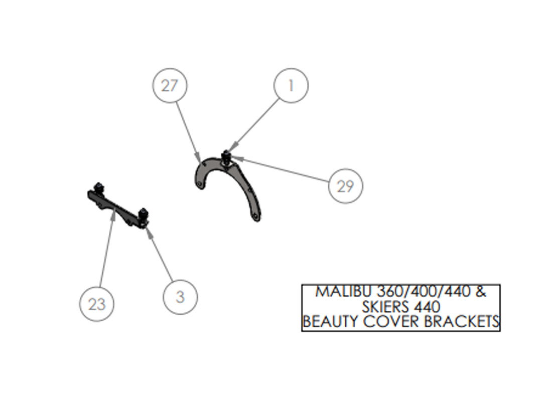 MALIBU 360/400/440 & SKIERS 440 BEAUTY COVER BRACKETS