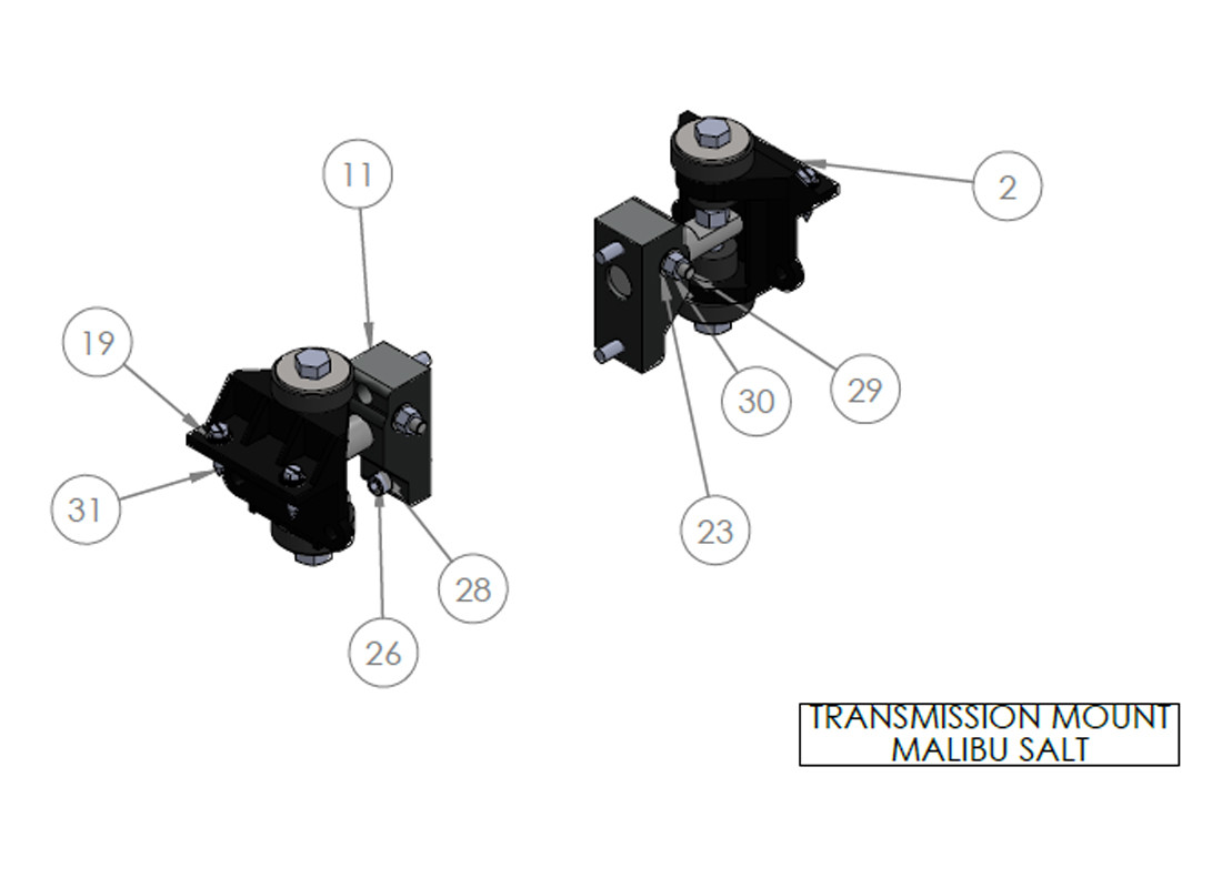 TRANSMISSION MOUNT MALIBU SALT