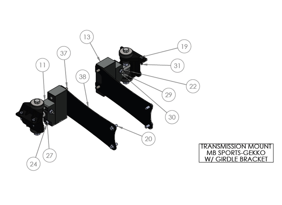 TRANSMISSION MOUNT MB SPORTS-GEKKO W/ GIRDLE BRACKET