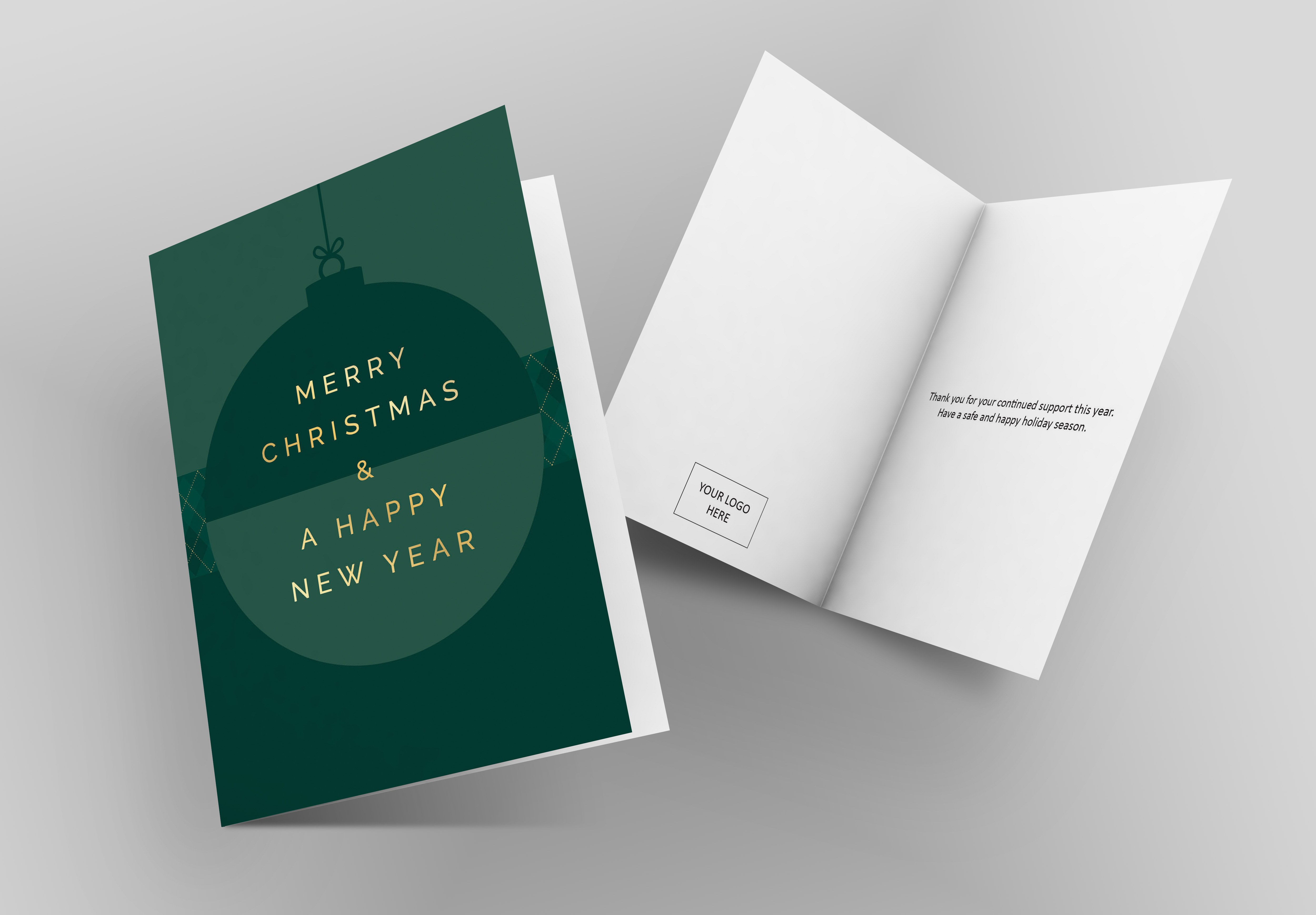 Christmas Card Green Bauble