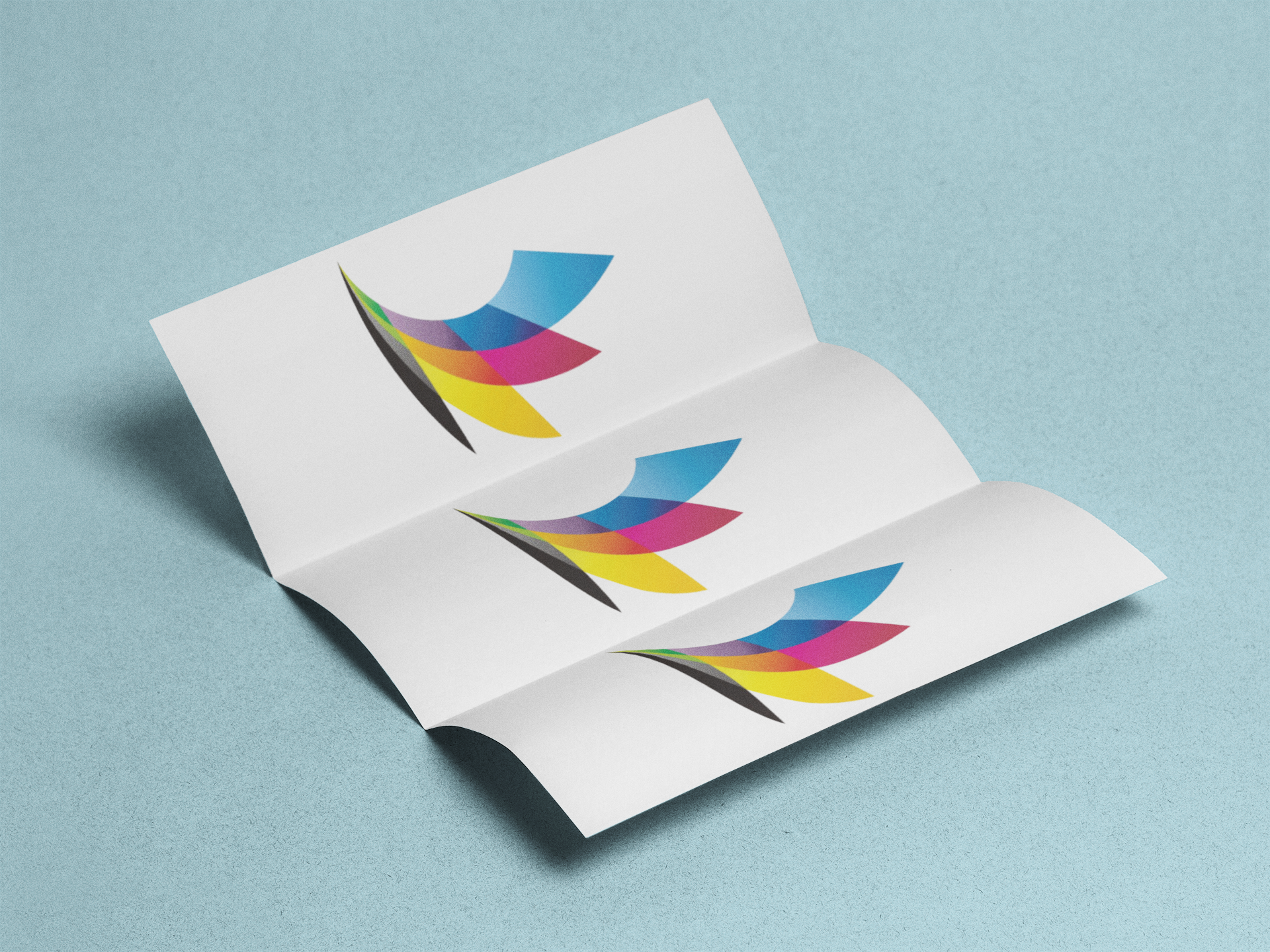 Mockup featuring a 3 panel brochure a6349