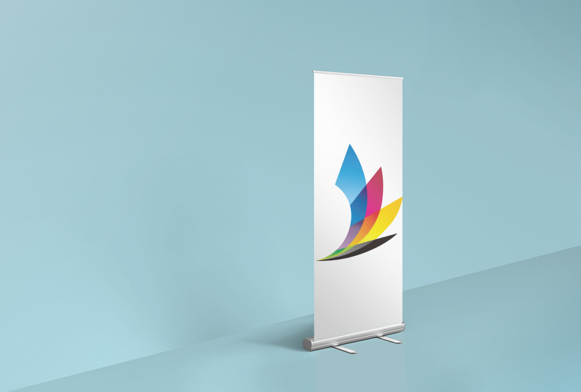 Render roll up banner mockup featuring a simplistic background 24514 X