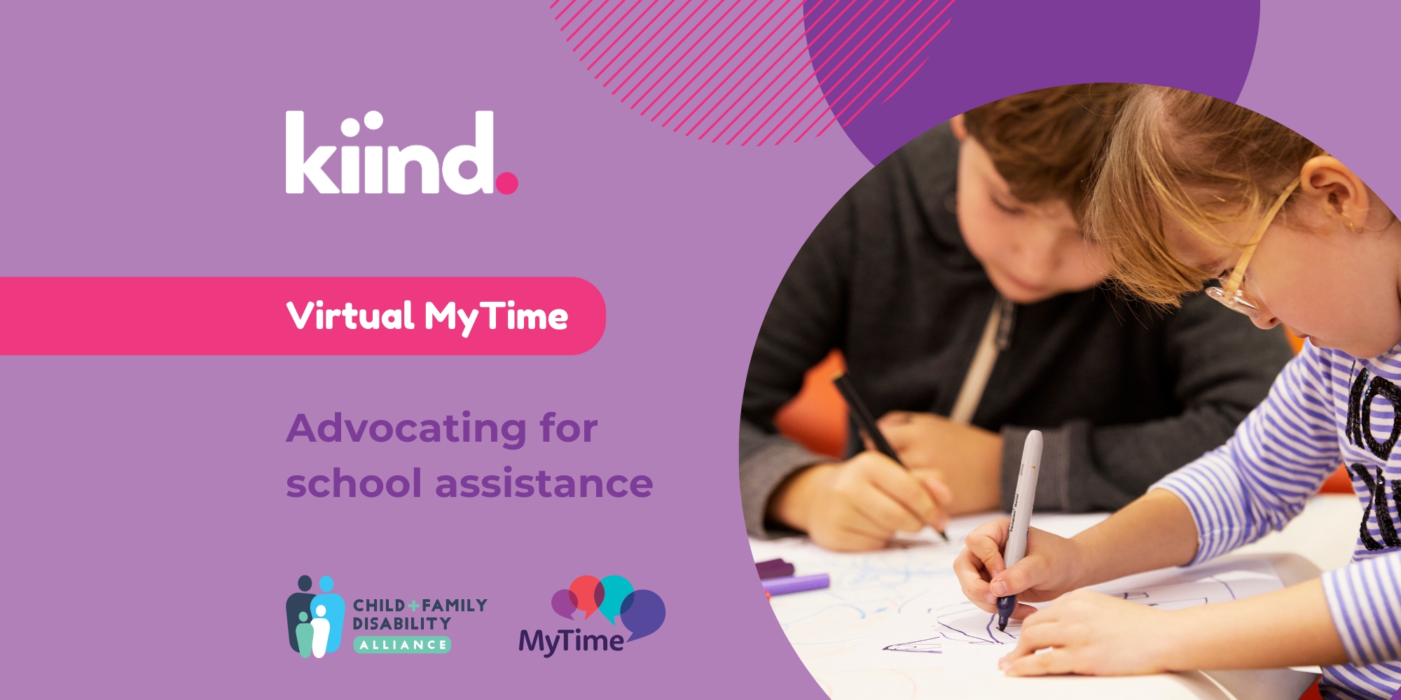 Virtual MyTime on advocating for school assistance banner.