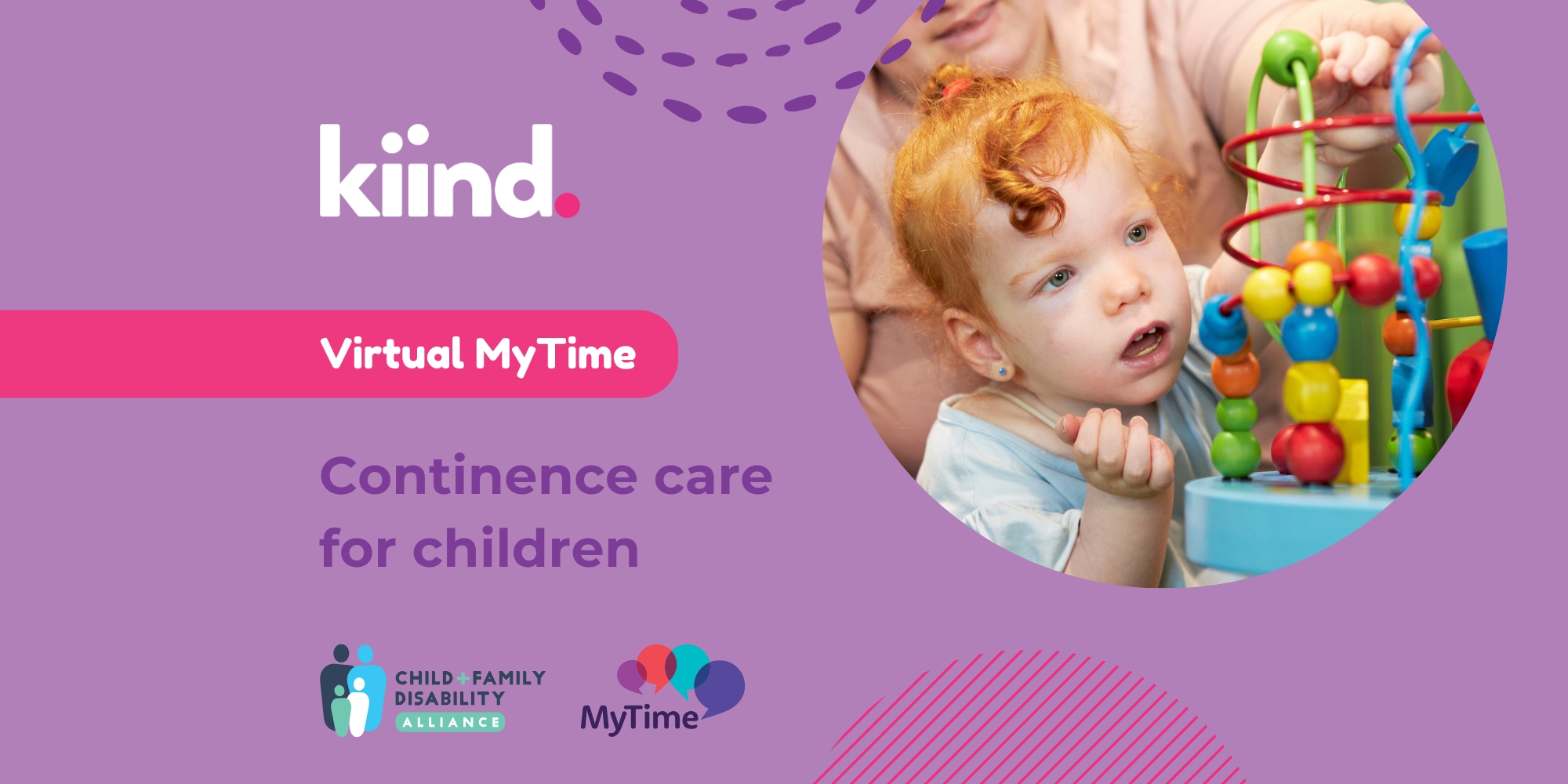 Kiind's Virtual MyTime on continence care for children banner