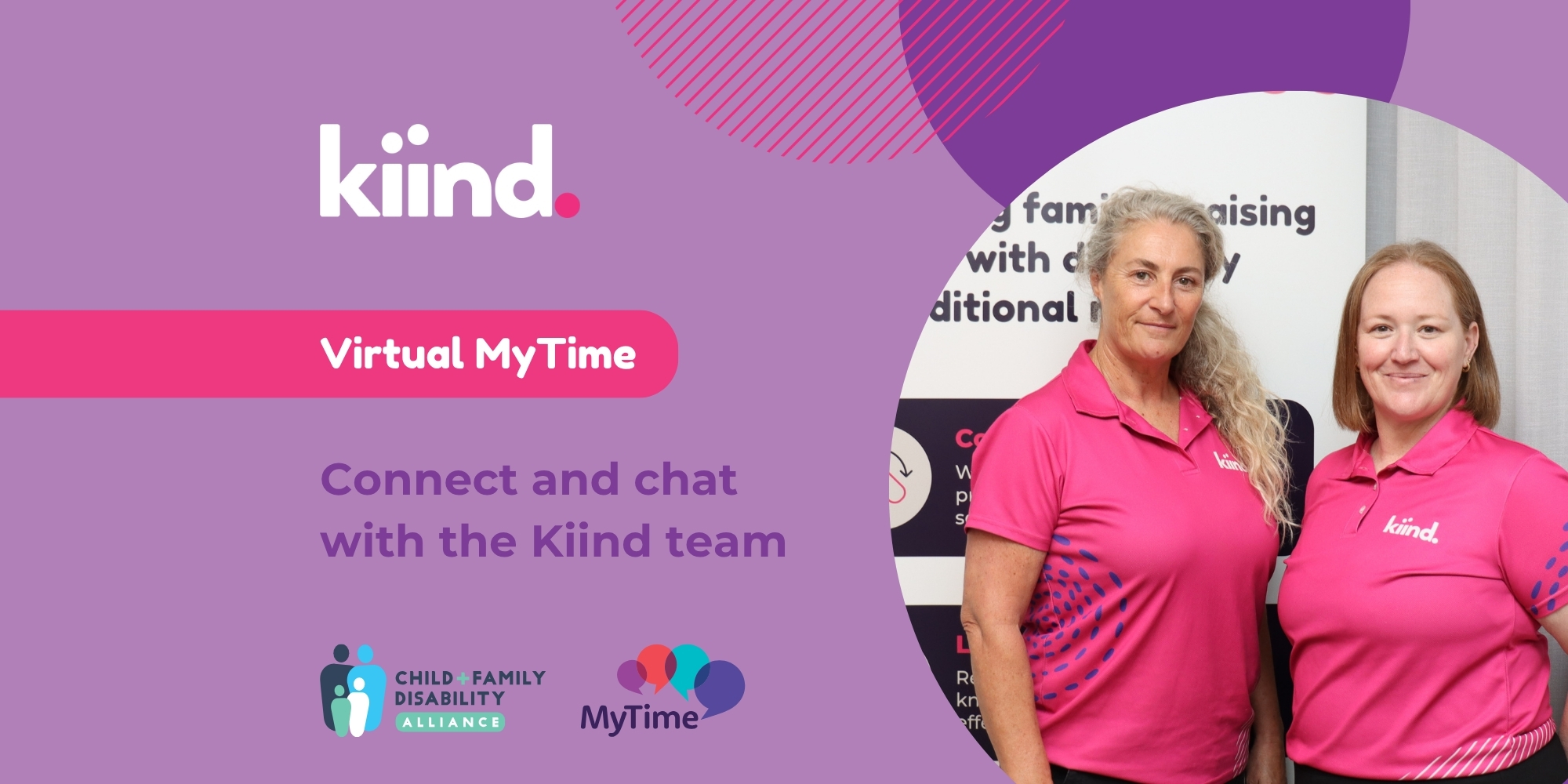 Kiind's Virtual MyTime on connect and chat with the Kiind team banner