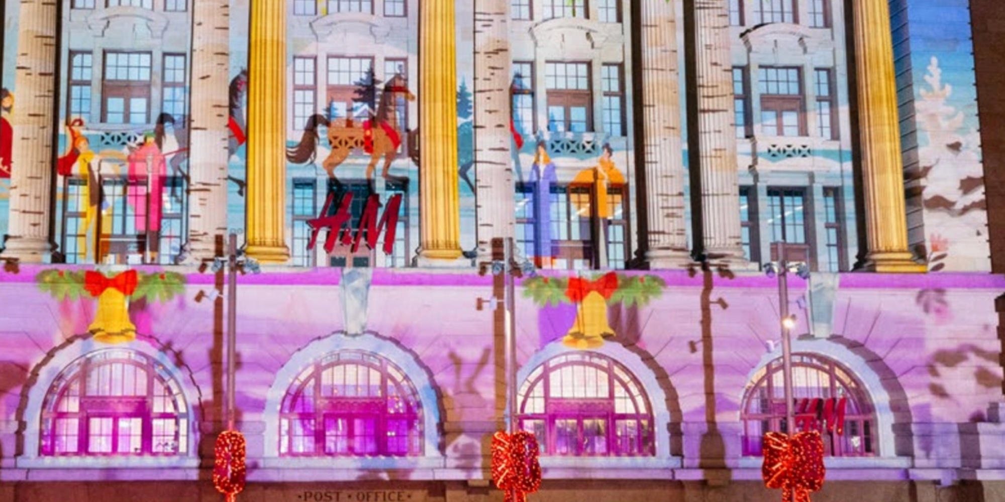 Accessible City of Perth Christmas Light Trail 2025 with DADAA banner. The banner consists of an image of a Christmas projection on a building in the Perth CBD.