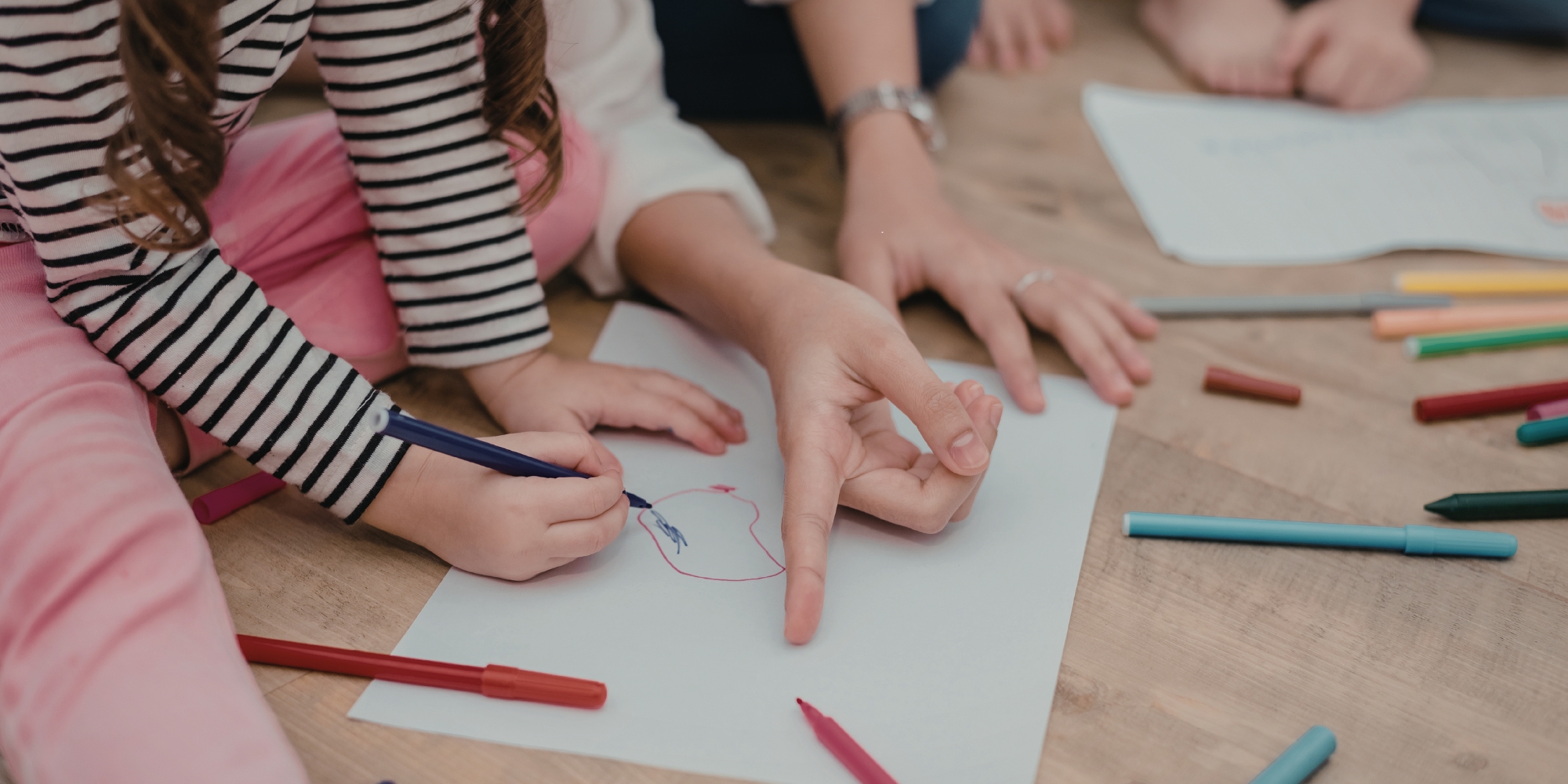 Neurodiversity Celebration Week at PCH with the Child and Adolescent Health Service (CAHS) banner. The banner consists of an image of children around a desk with colouring pencils and drawing on a piece of paper.