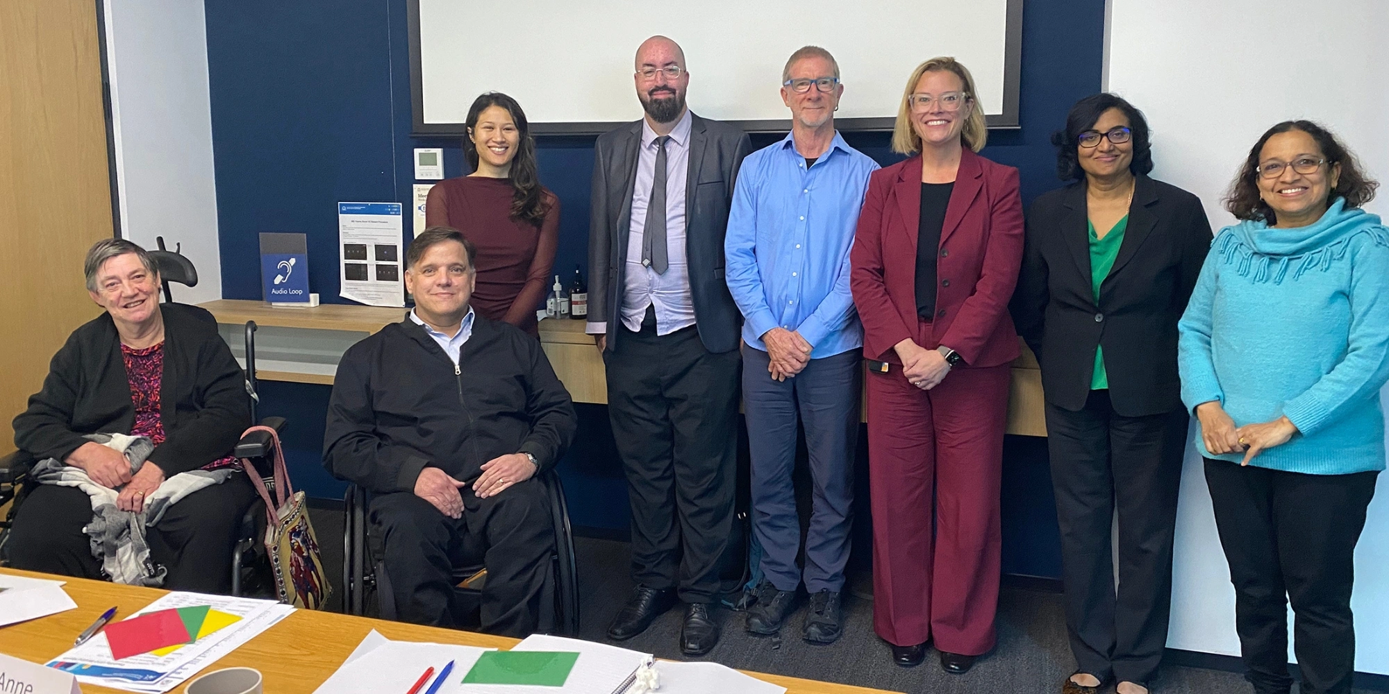 Disability Therapy Advisory Group (LEAP) banner with the Department of Communities. The banner consists of an image of the advisory group with Disability minister, Hannah Beazley.