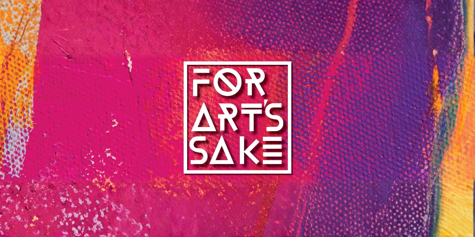 For Art Sake Youth Festival 2026 with the City of Gosnells banner. The banner consists of a background that is a coloured canvas that is filled with paint. There is the For Art Sake logo in the centre of the banner.