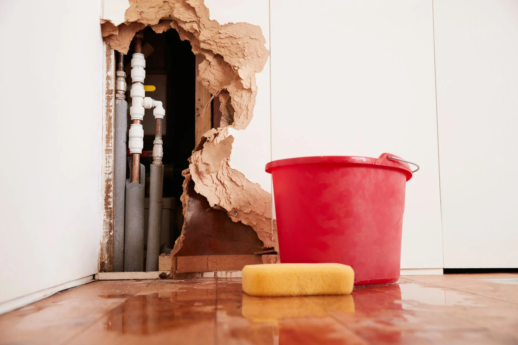 Flood damage on wall