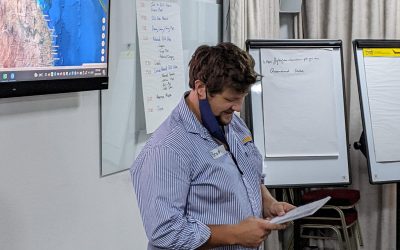 NQ Dry Tropics' Brad Martin guides participants through the Maps & Apps workshop.
