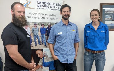 Animal Health @ Bowen... Seth McIntosh, Bowen Veterinary Clinic, (left), Neil Cupples, NQ Dry Tropics and Elissa Davis, DAF.