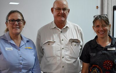 NQ Dry Tropics Landholders Driving Change senior project officer Cherry Emerick, Bob Harris, of Glencoe, and Maree Cali, of the Department of Resources.