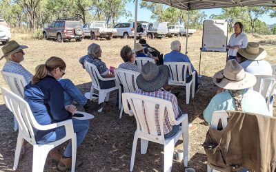 Christine Jones has everybody's attention in the outdoor "classroom" at the Mt Pleasant workshop.