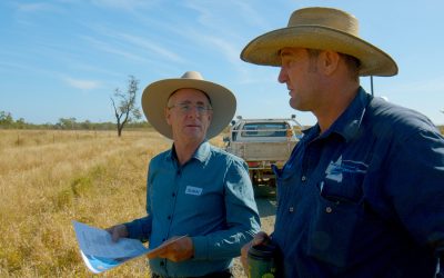John Rolfe, CQU (left) and Glen Bowen landholder Christian Cormack.