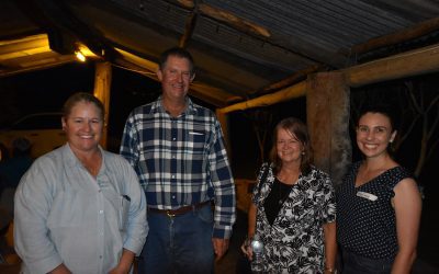 Landholders Lucille Angel, Mossvale Station, and Brett Scott, Flagstone Station, pictured with Office of Great Barrier Reef (OGBR) representatives Leigh Smith and Melissa Hele at the Landholders Driving Change (LDC) Vegetation Management and Reef Regulations workshop, held at the Bowen River Hotel.