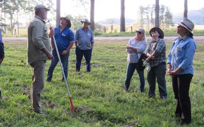 Peter Alden, Pioneer Catchment Landcare, explained the lifecycle and role of common plants that occupy a ridgeline along Dalrymple Road, near Eungella.