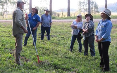 Peter Alden, Pioneer Catchment Landcare, explained the lifecycle and role of common plants that occupy a ridgeline along Dalrymple Road, near Eungella.