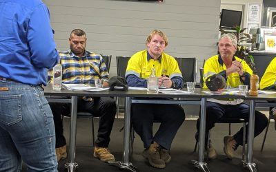 Norman Johnson, of Urannah Station, and Lochlan Winston and Barry Collett from Collett Building Services (CBS), at the chemical training course.
