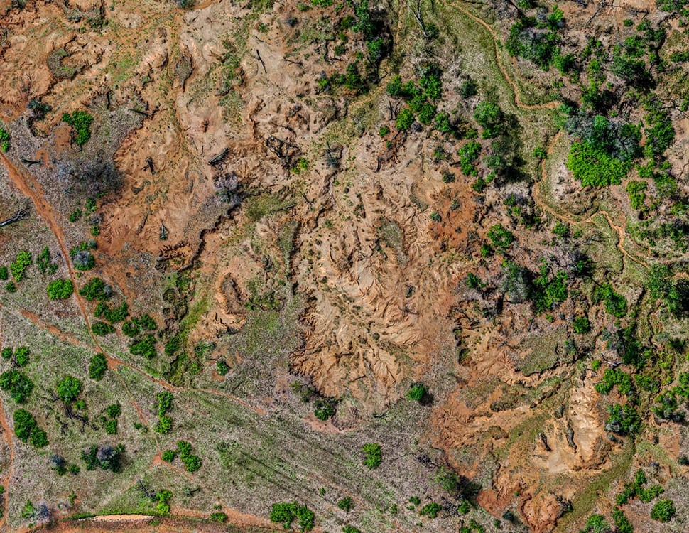 Gully erosion from the air