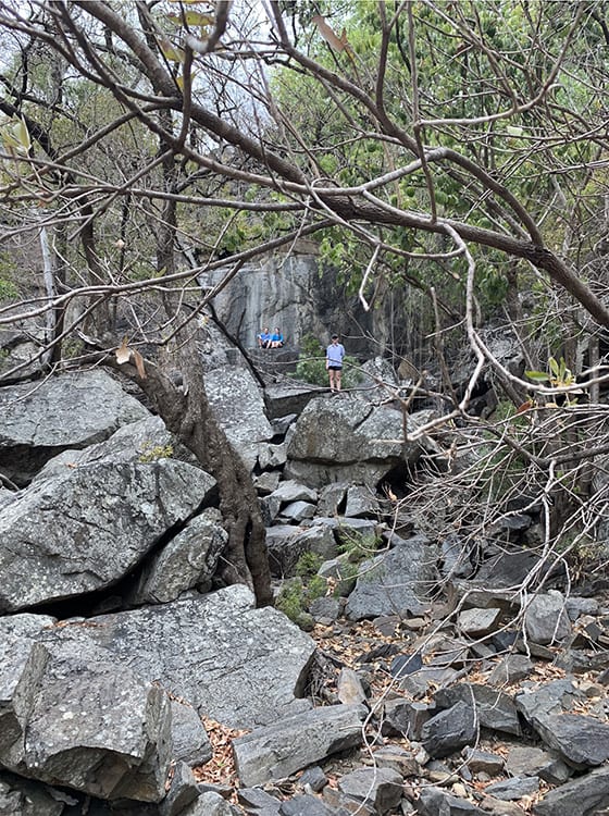 Among the rocks