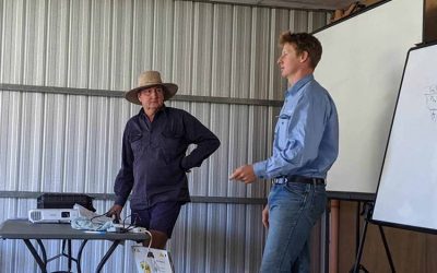 Sam Skeat from Mulloon Institute, who worked with the LeFeuvre family on the rehydration project, explained what gully erosion remediation works were carried out, and how cattle are being used as a tool to regenerate the grassland.