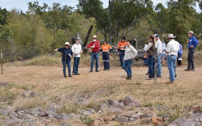 Surface water diversion banks, installation of a rock chute and gabion baskets, reshaping of erosion areas, and seeding topsoil on reshaped areas has been carried out on Hillview Station. Property owner Isabel Sloan, pictured left, provides an overview of the project.